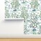 Orchard Toile Bird Green Blue Citrus Trees Large Scale Oranges Lemon Toile Chinoiserie Mural Grove Custom Pre-pasted Wallpaper by Spoonflower Pre-Pasted Wallpaper 2FT Wide